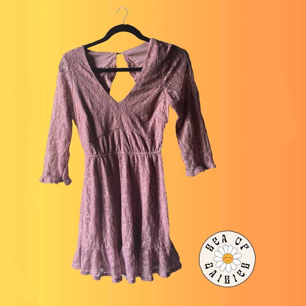 Lots of Love (by Speechless) Lace Dusty Rose Dress Deep V Neckline Open Back